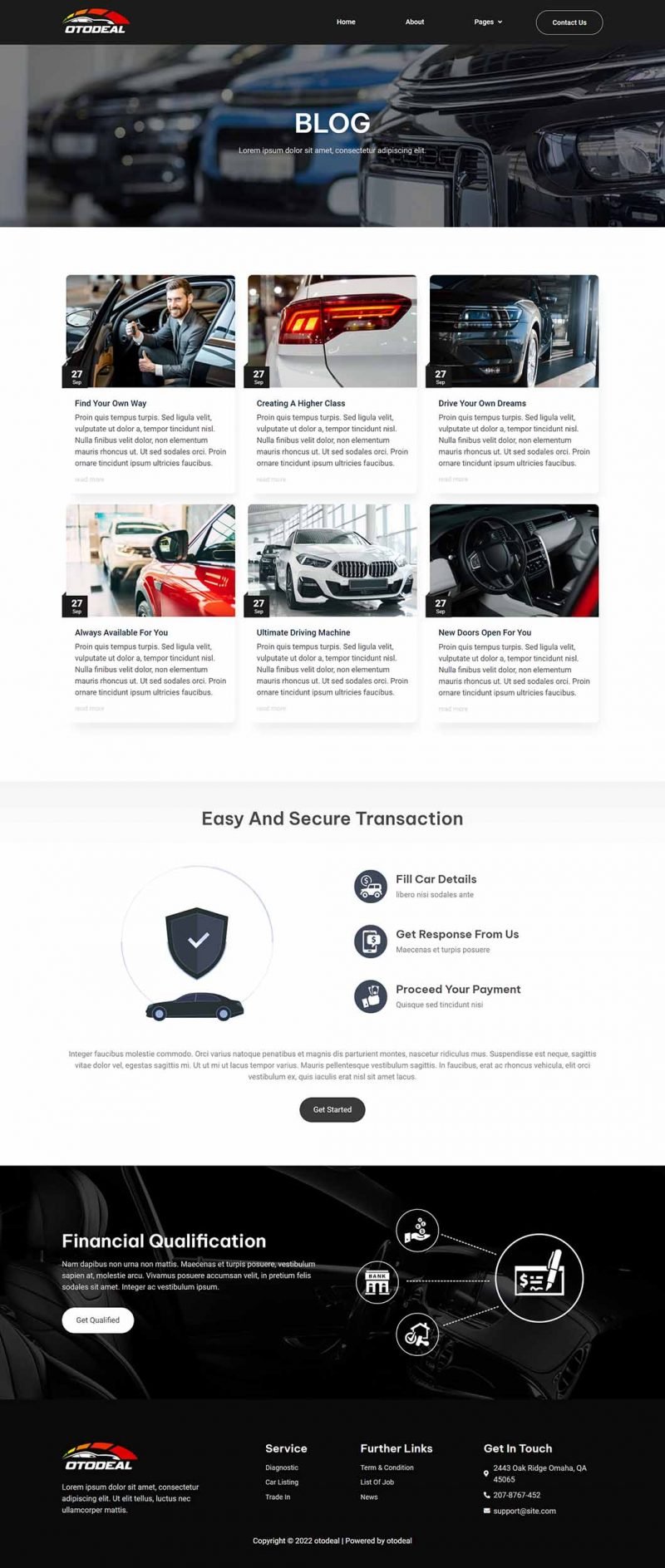 Otodeal Used Car Dealer Elementor Template Kit, WP Template Kits ft