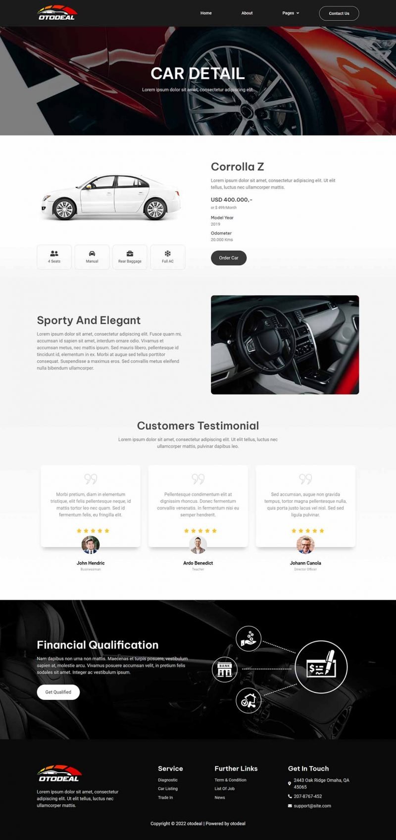 Otodeal Used Car Dealer Elementor Template Kit, WP Template Kits ft