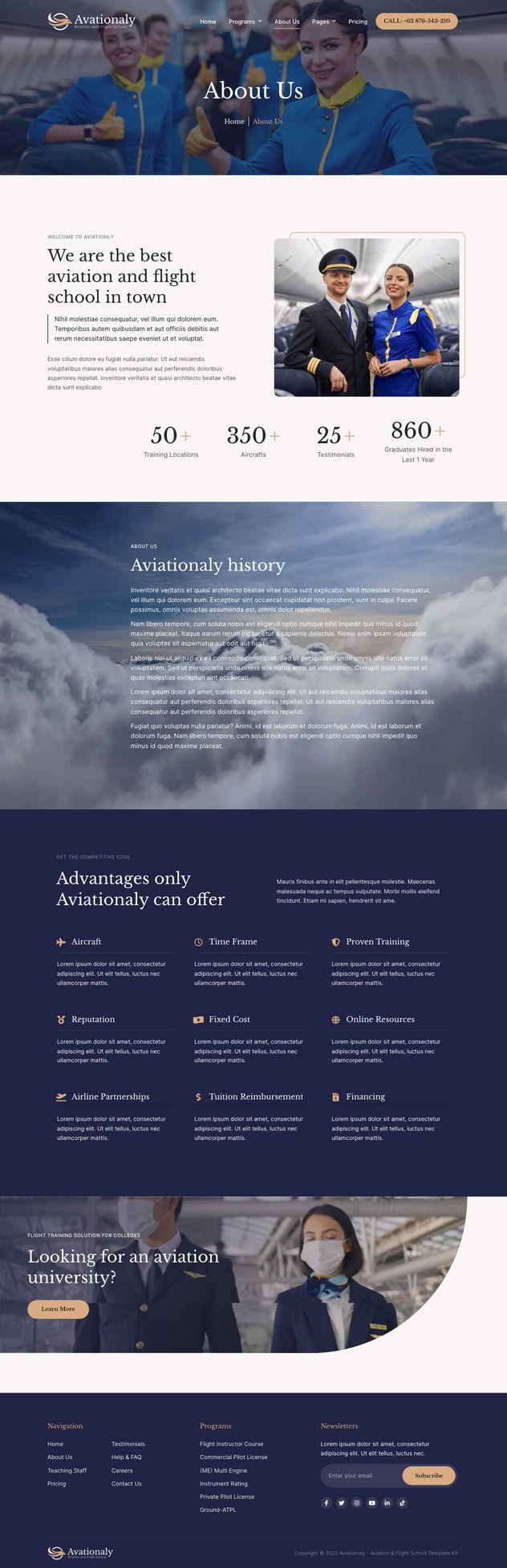 Aviationaly - Aviation & Flight School Elementor Template Kit - Design ...