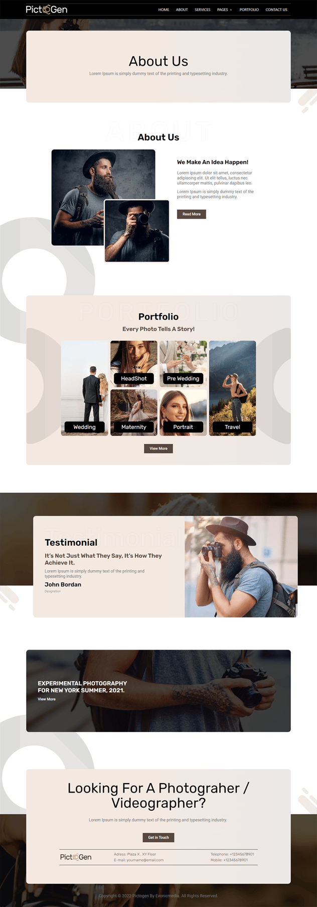 Pictogen - Creative Photography Elementor Template Kit