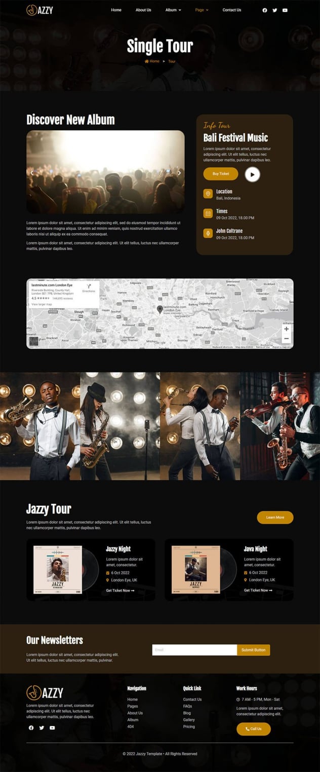 Jazzy Music Band & Musician Elementor Template Kit, WP Template Kits