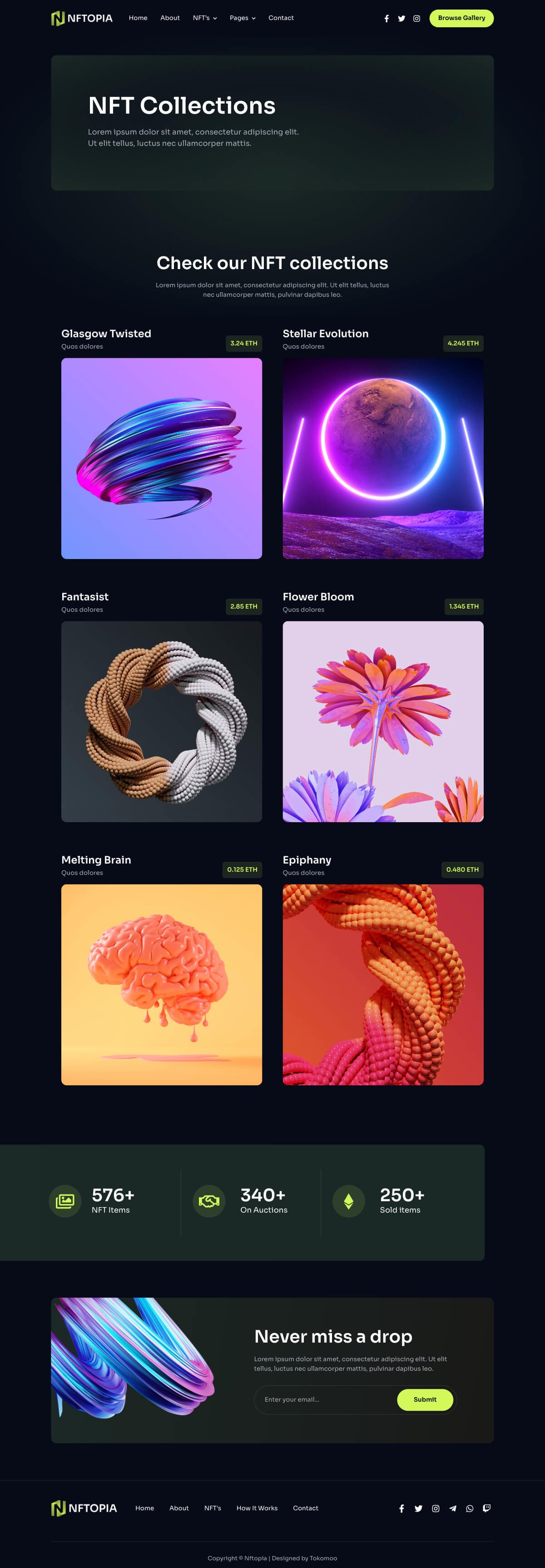 Nftopia - NFT Portfolio Elementor Pro Template Kit, WP Template Kits ft ...