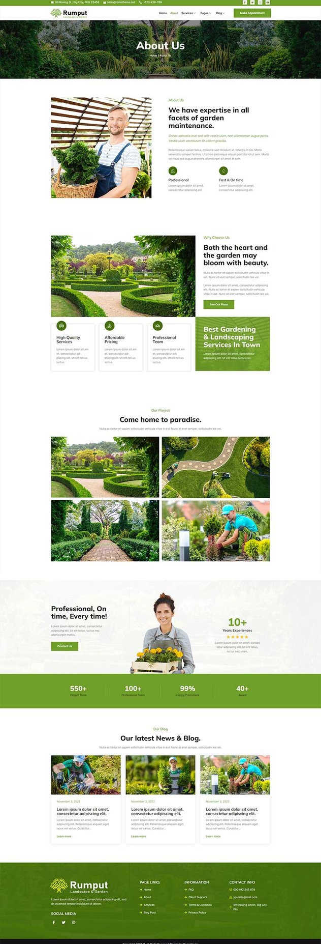 Rumput - Landscape & Gardening Services Elementor Template Kit - Design ...