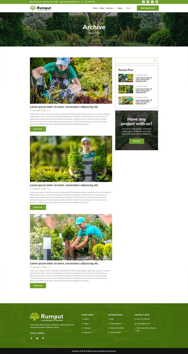 Rumput - Landscape & Gardening Services Elementor Template Kit - Design ...