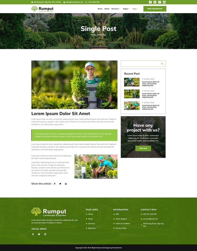 Rumput - Landscape & Gardening Services Elementor Template Kit - Design ...