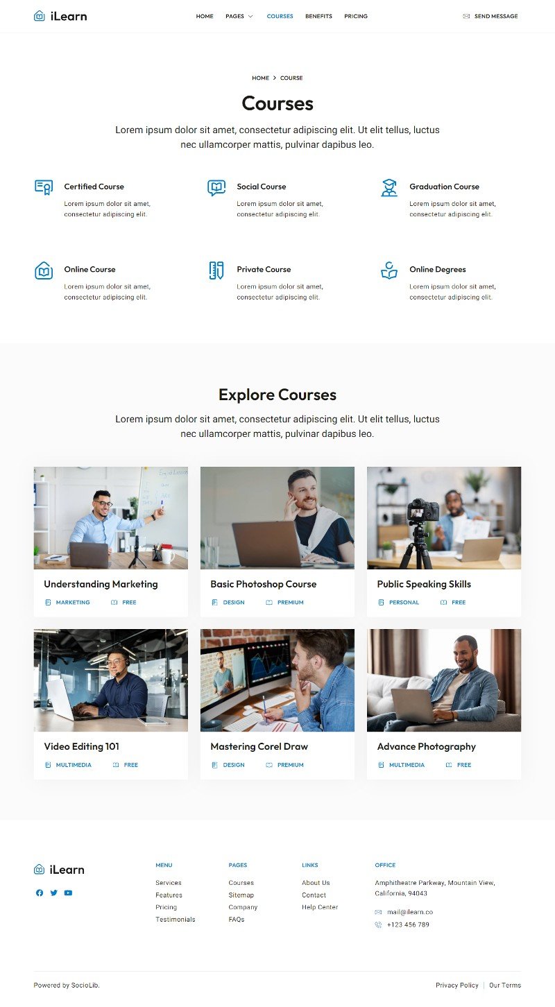 iLearn - Online Education Course Elementor Template Kit, WP Template ...