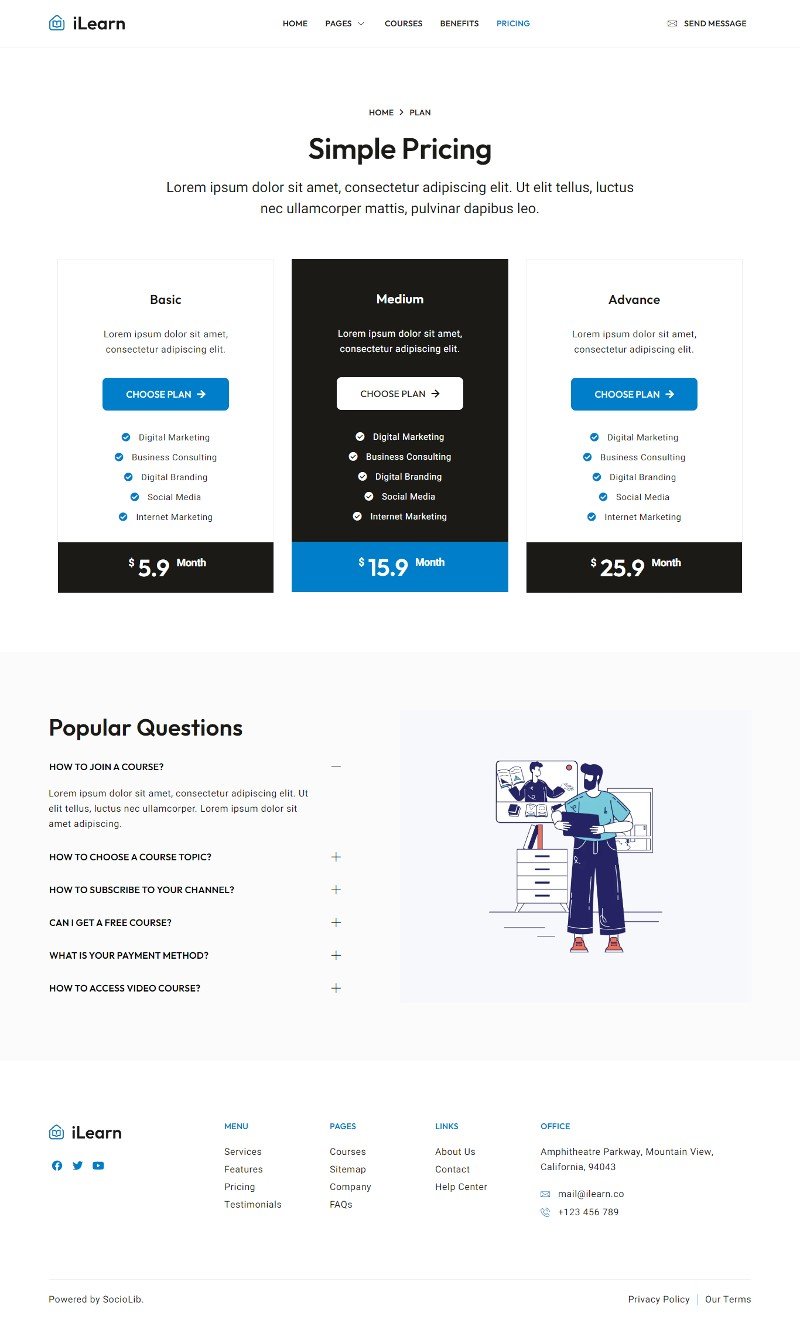 iLearn - Online Education Course Elementor Template Kit, WP Template ...