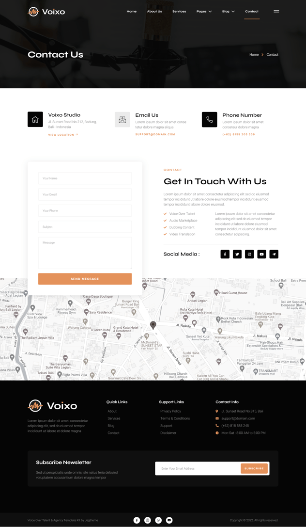Voixo Voice Over Talent & Agency Elementor Template Kit, WP Template
