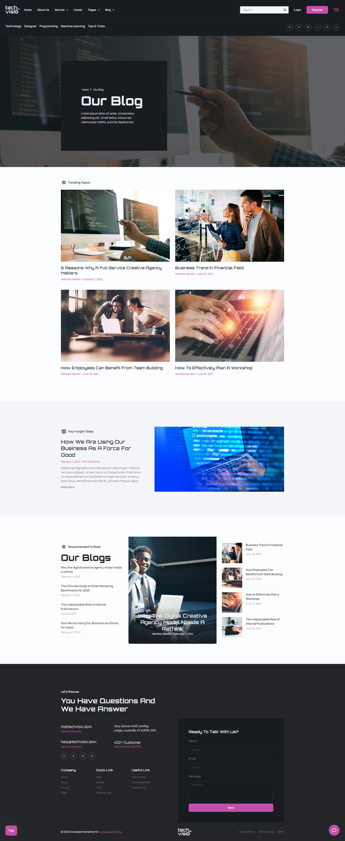 Techvisio - Technology & Software Development Elementor Pro Template ...
