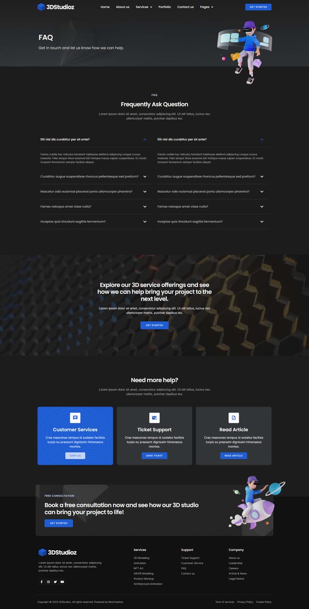 3dstudioz - 3D Design & Animation Studio Elementor Template Kit