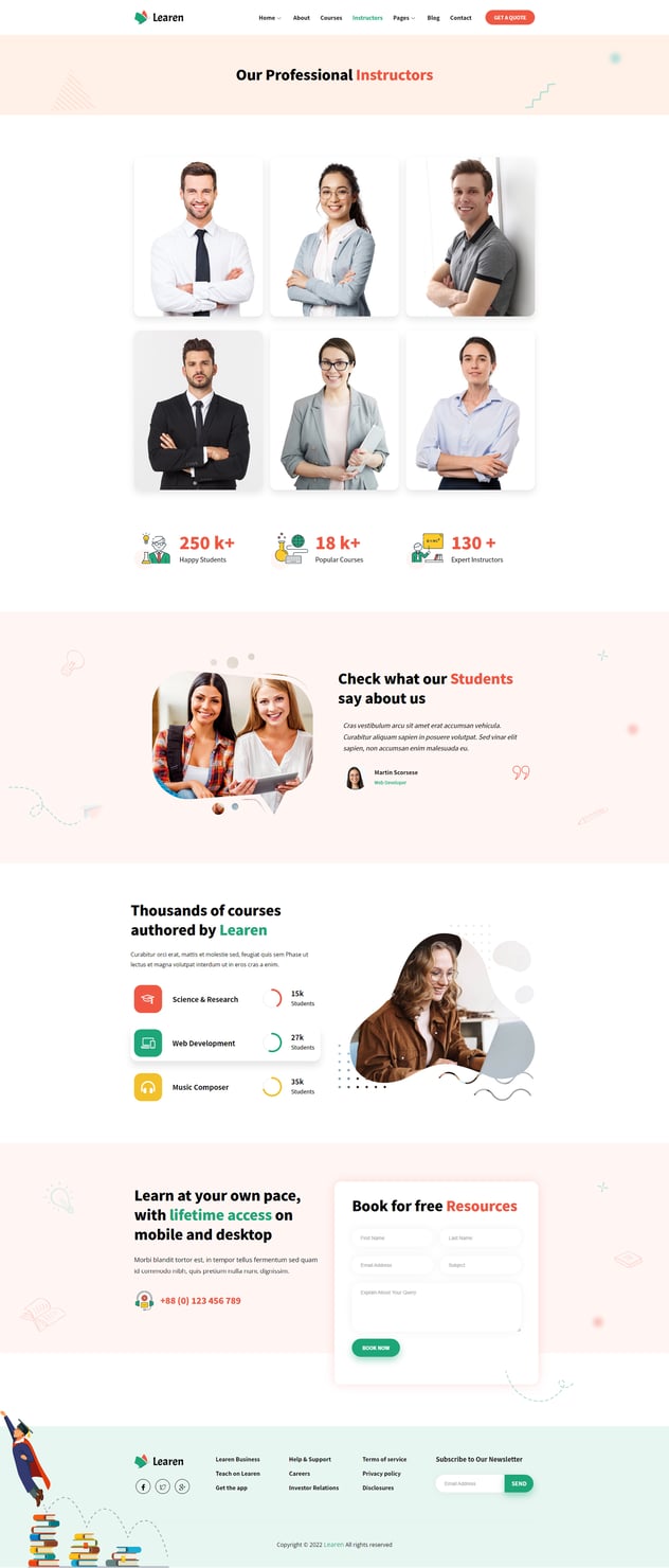 Learen - E-Learning & Online Courses Elementor Template Kit, WP ...