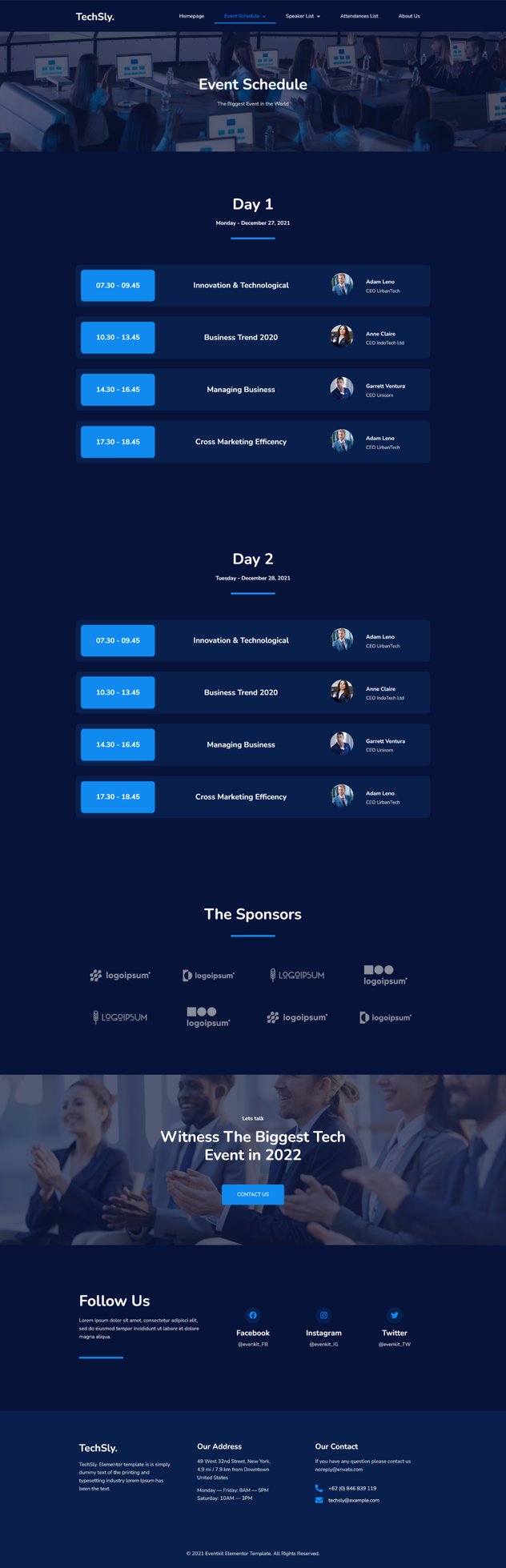 TechSly - Tech Event Conference & Expo Elementor Pro Template Kit, WP ...