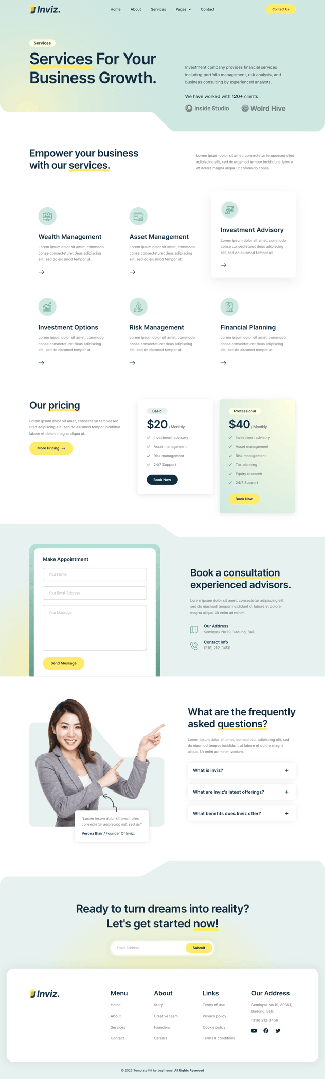 Inviz — Template Kit Elementor para consultoría empresarial e inversión ...