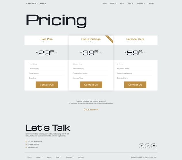 Shoots - Photography Elementor Template Kits