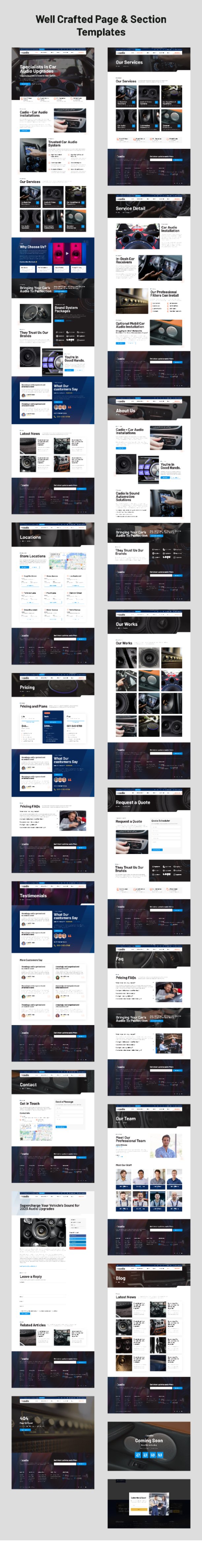 Cadio Car Audio Elementor Template Kit, WP Template Kits ft
