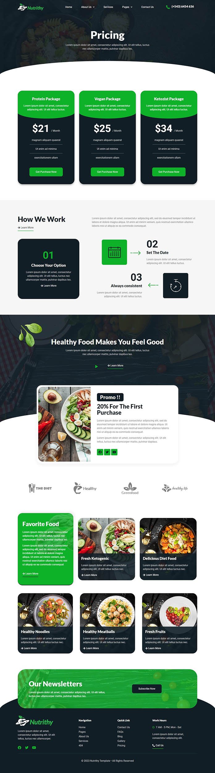 Nutrithy Healthy Food & Nutrition Elementor Template Kit, WP Template