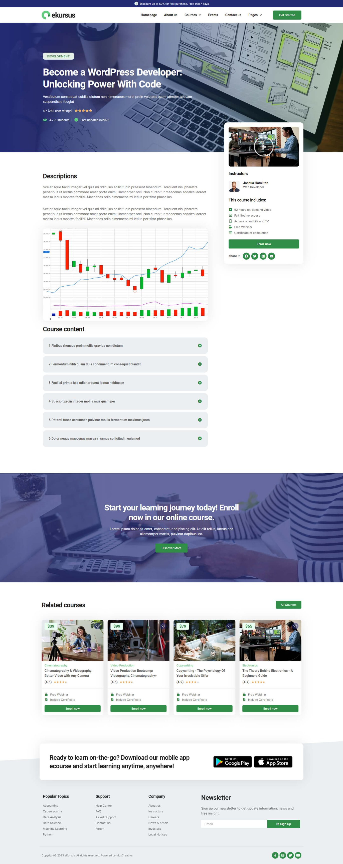 eKursus - Online Course & Education Elementor Template Kit ft. classes ...