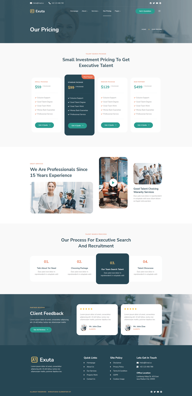 Exuta - Executive Search & Recruitment Service Elementor Template Kit ...