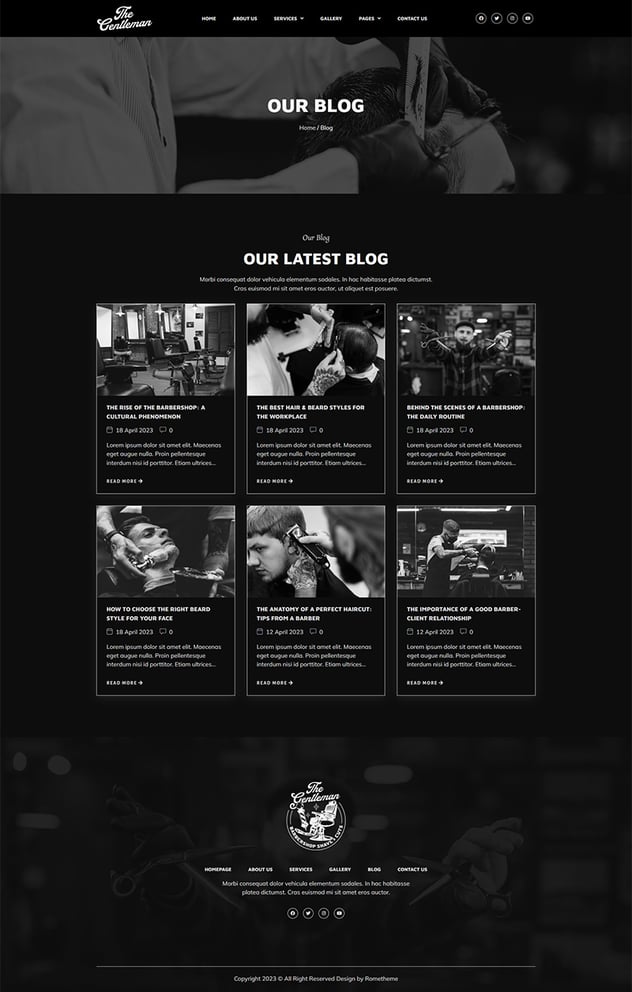Gentleman - Barbershop & Hair Studio Elementor Template Kit