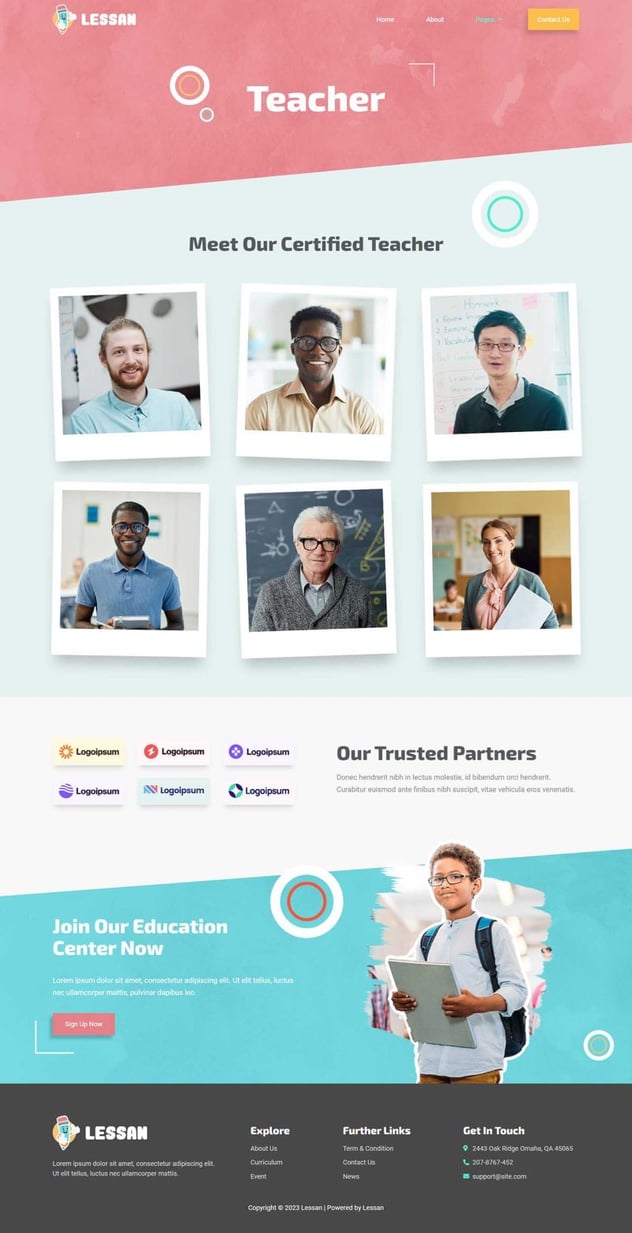 Lessan - Elementary School Tutoring Elementor Template Kit, WP Template ...