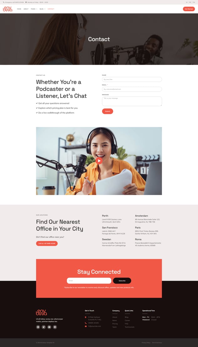 Envbwa - Podcast Recording Studio Elementor Pro Template Kit