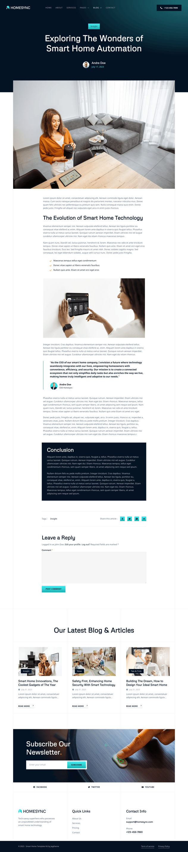 Homesync Smart Home Automation Elementor Template Kit, WP Template