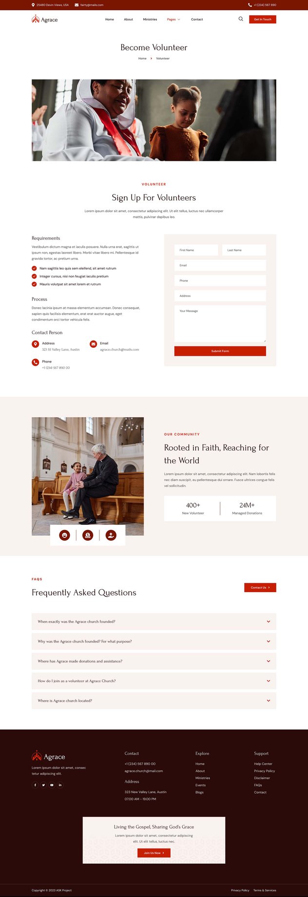 Agrace - Modern Church Website Elementor Template Kit