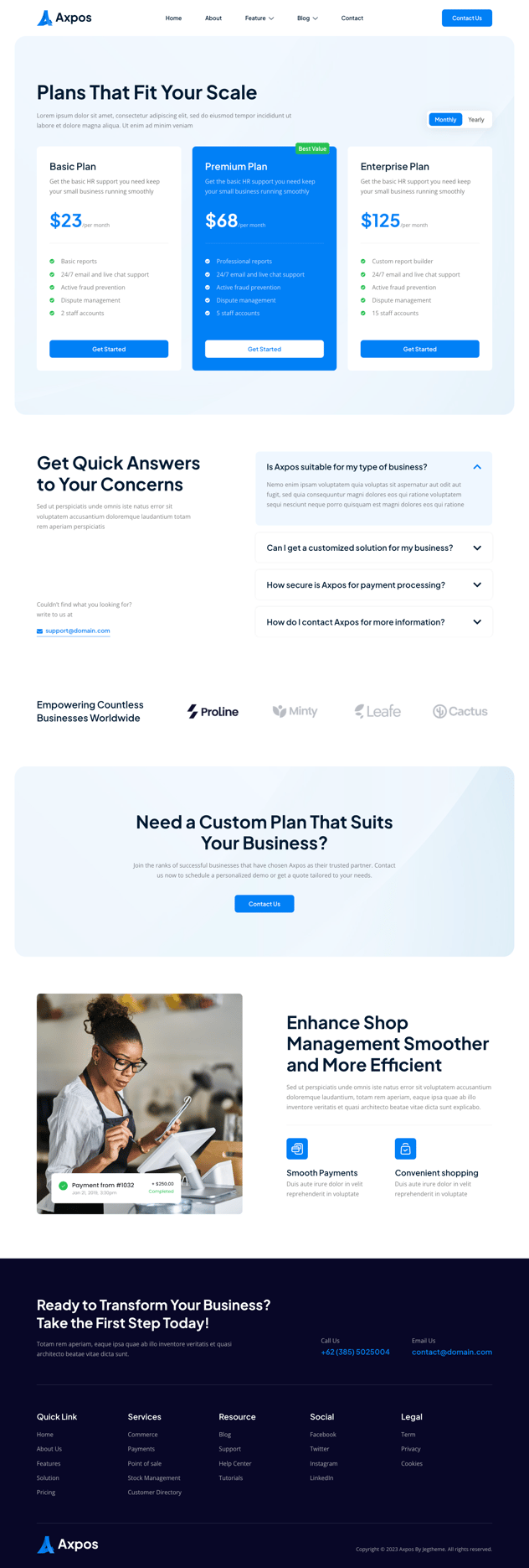 Axpos Point Of Sale Software & SaaS Landing Page Elementor Template
