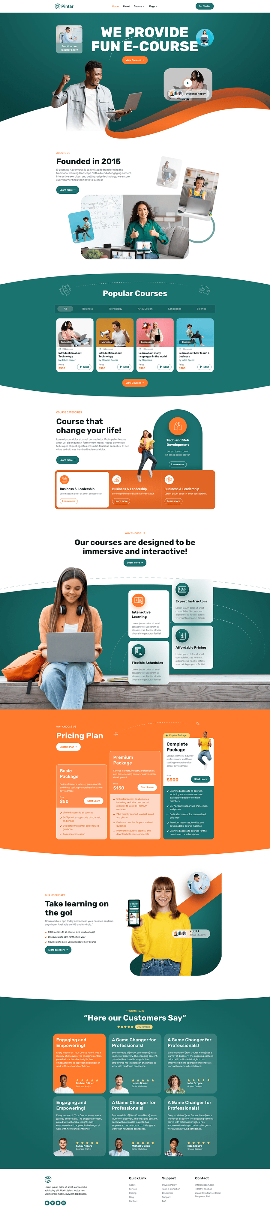 Pintar - Online Courses Elementor Template Kit, WP Template Kits ft ...