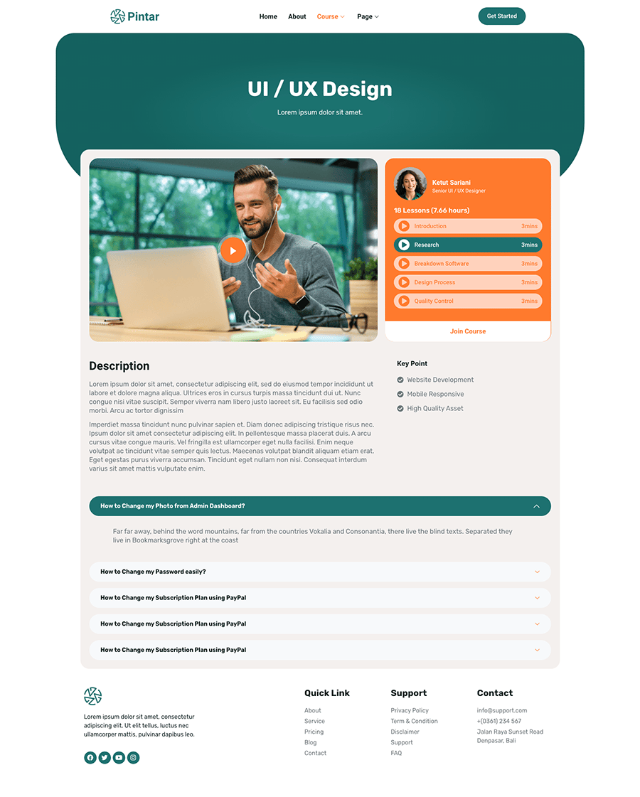 Pintar - Online Courses Elementor Template Kit ft. classes & course ...