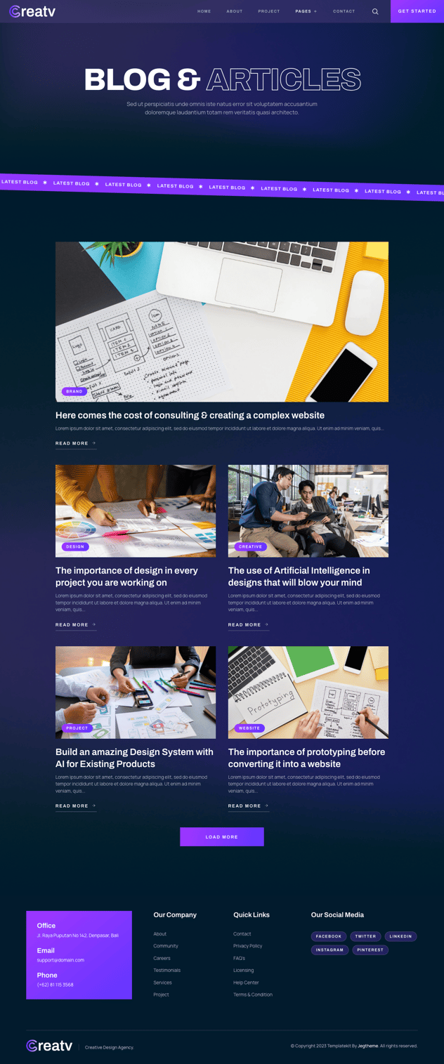Creatv – Creative Design Agency Elementor Template Kit, WP Template ...