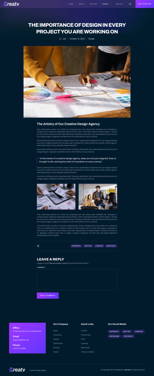 Creatv – Creative Design Agency Elementor Template Kit, WP Template ...