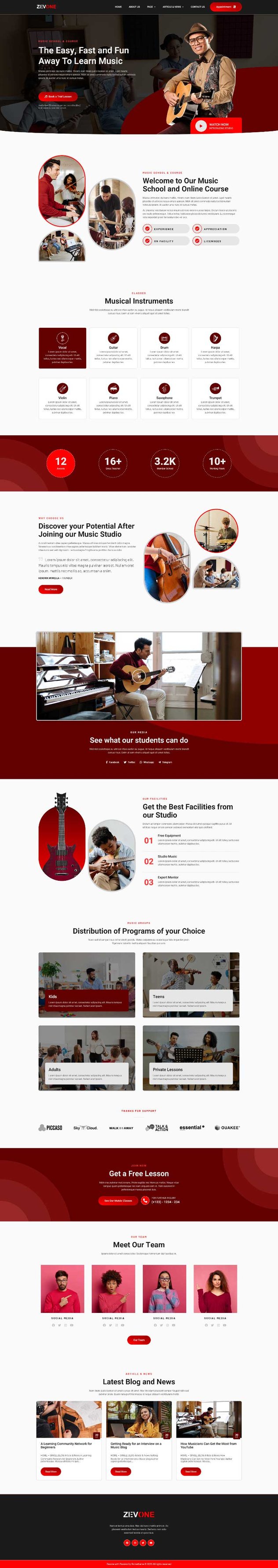 Zevone - Music Lessons & School Elementor Template Kit