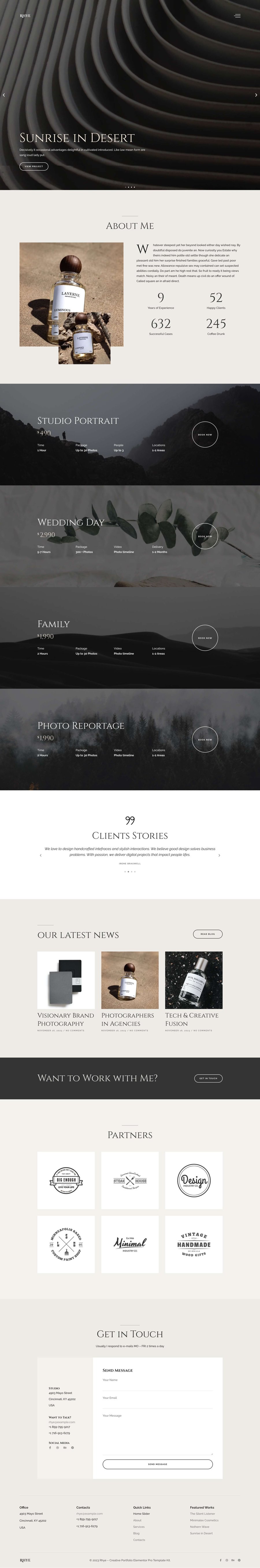 Rhye – Creative Portfolio Elementor Pro Template Kit, WP Template Kits ...