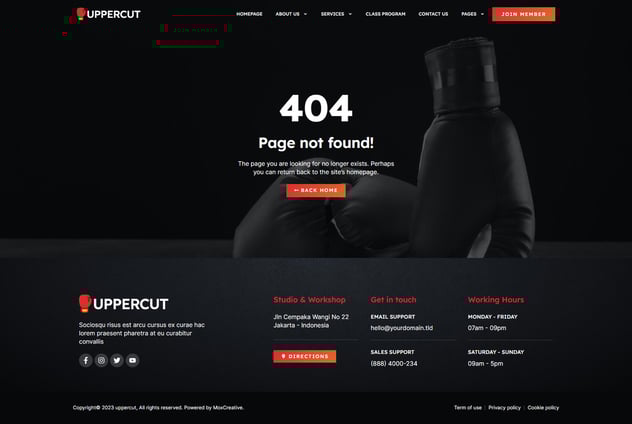 Uppercut - Boxing School & Martial Arts Elementor Pro Template Kit