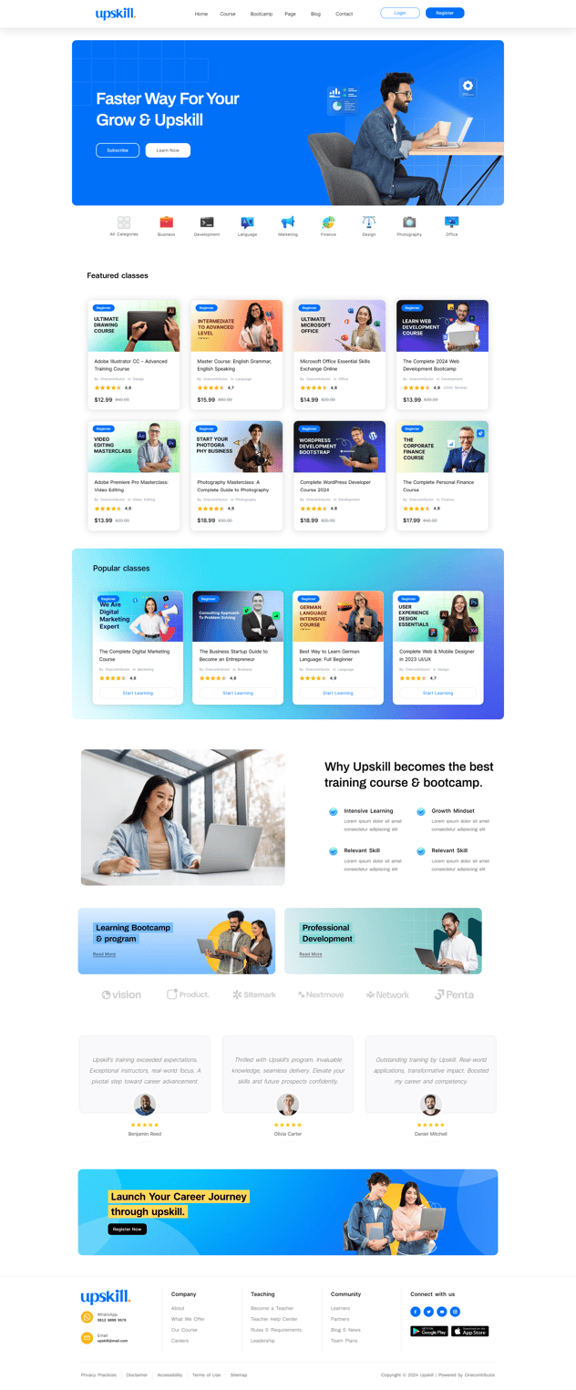 Upskill - Online Course Elementor Pro Template Kit, WP Template Kits ft ...