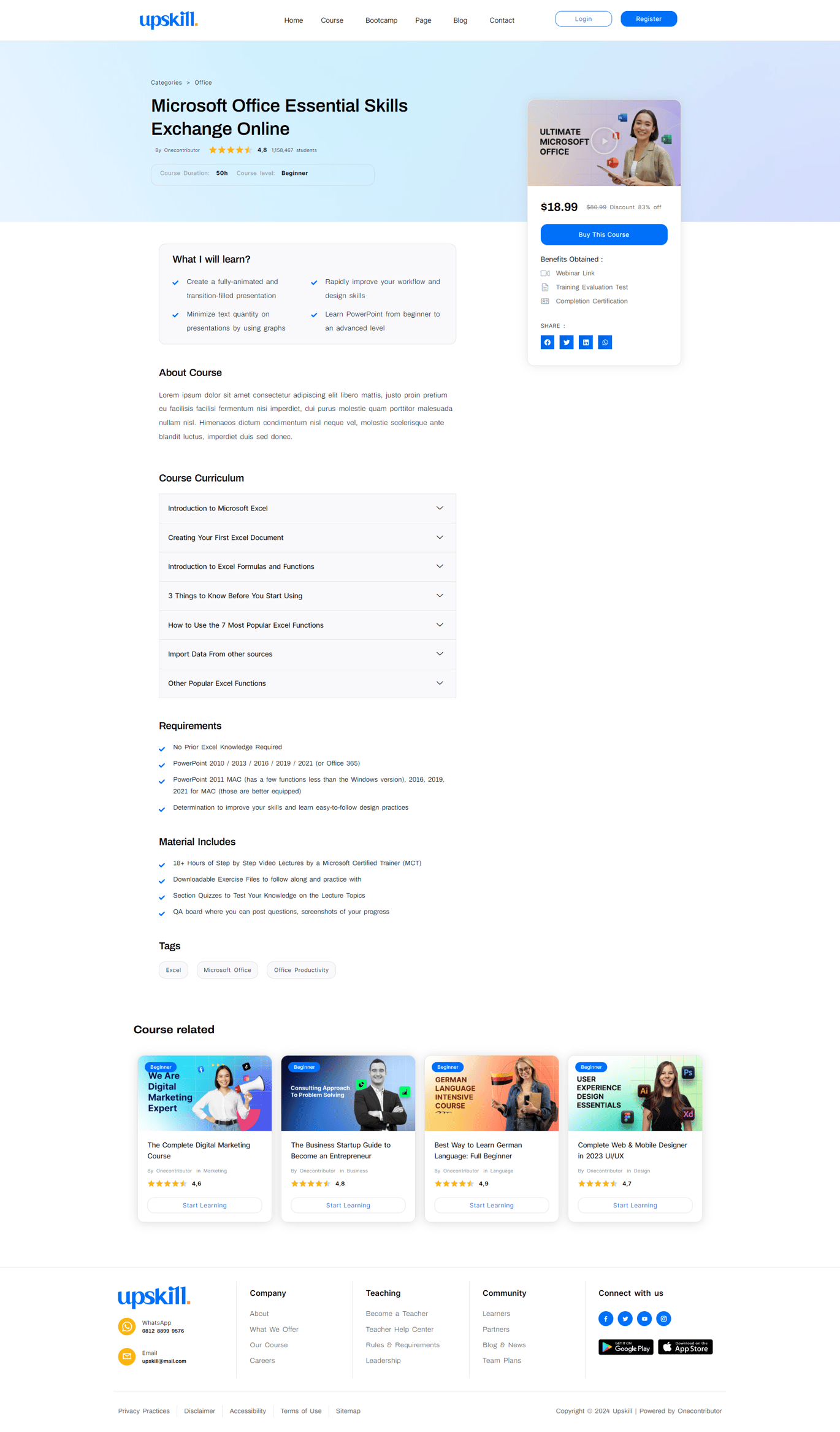Upskill - Online Course Elementor Pro Template Kit, WP Template Kits ft ...