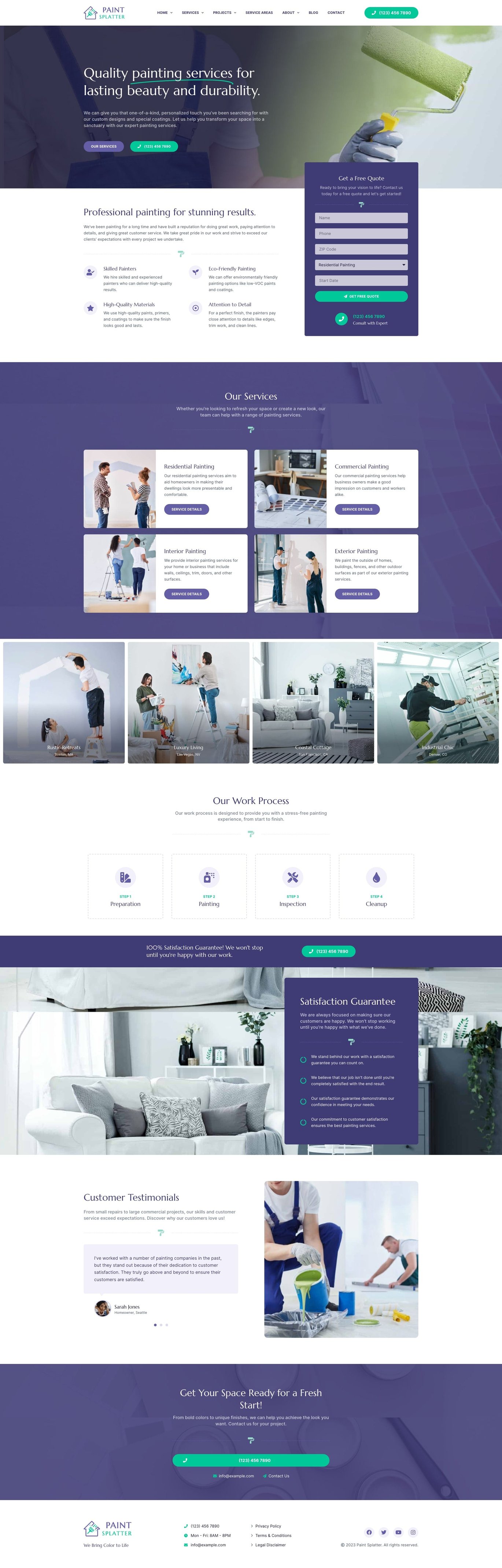Paint Splatter Painting & Renovation Services Elementor Pro Template