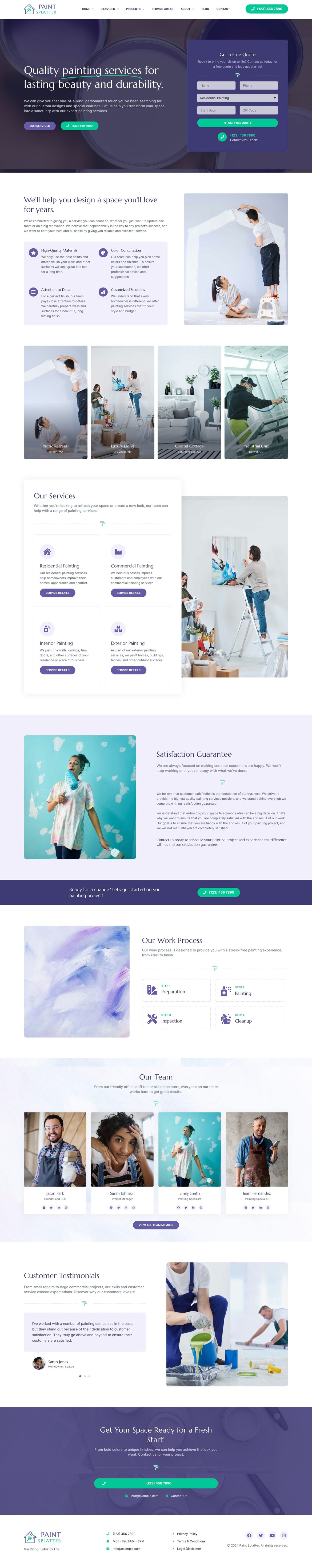 Paint Splatter Painting & Renovation Services Elementor Pro Template