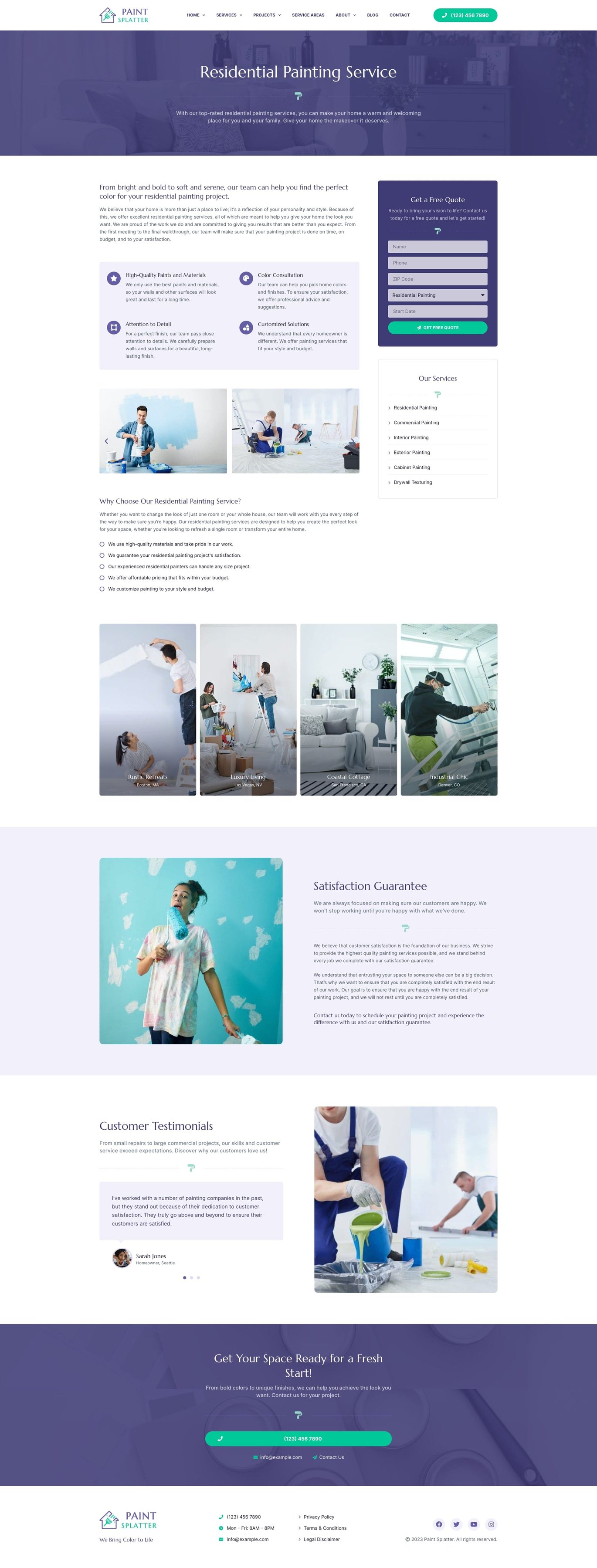 Paint Splatter Painting & Renovation Services Elementor Pro Template
