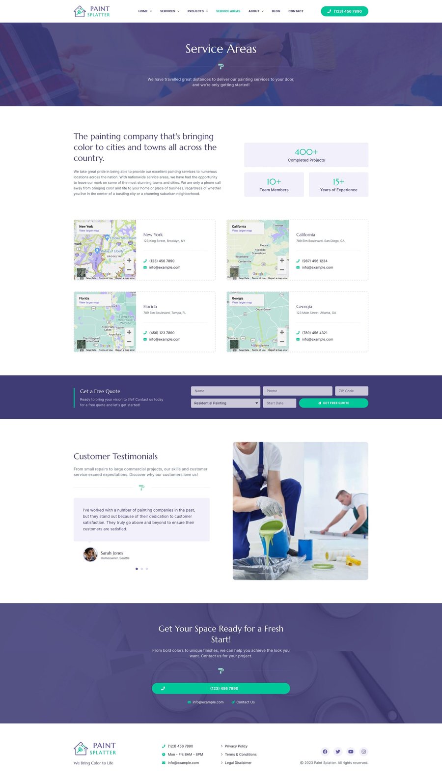 Paint Splatter Painting & Renovation Services Elementor Pro Template