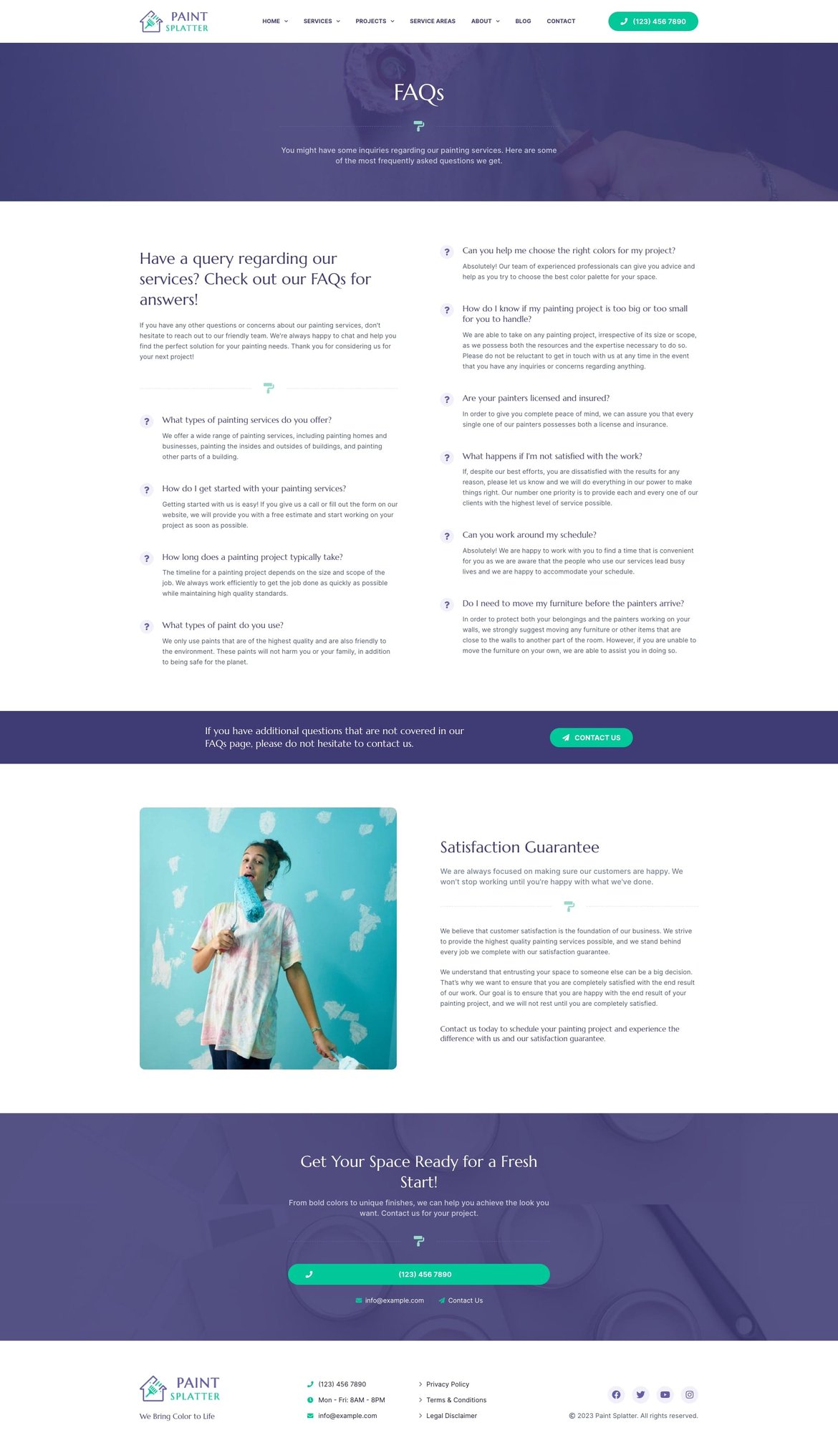 Paint Splatter Painting & Renovation Services Elementor Pro Template
