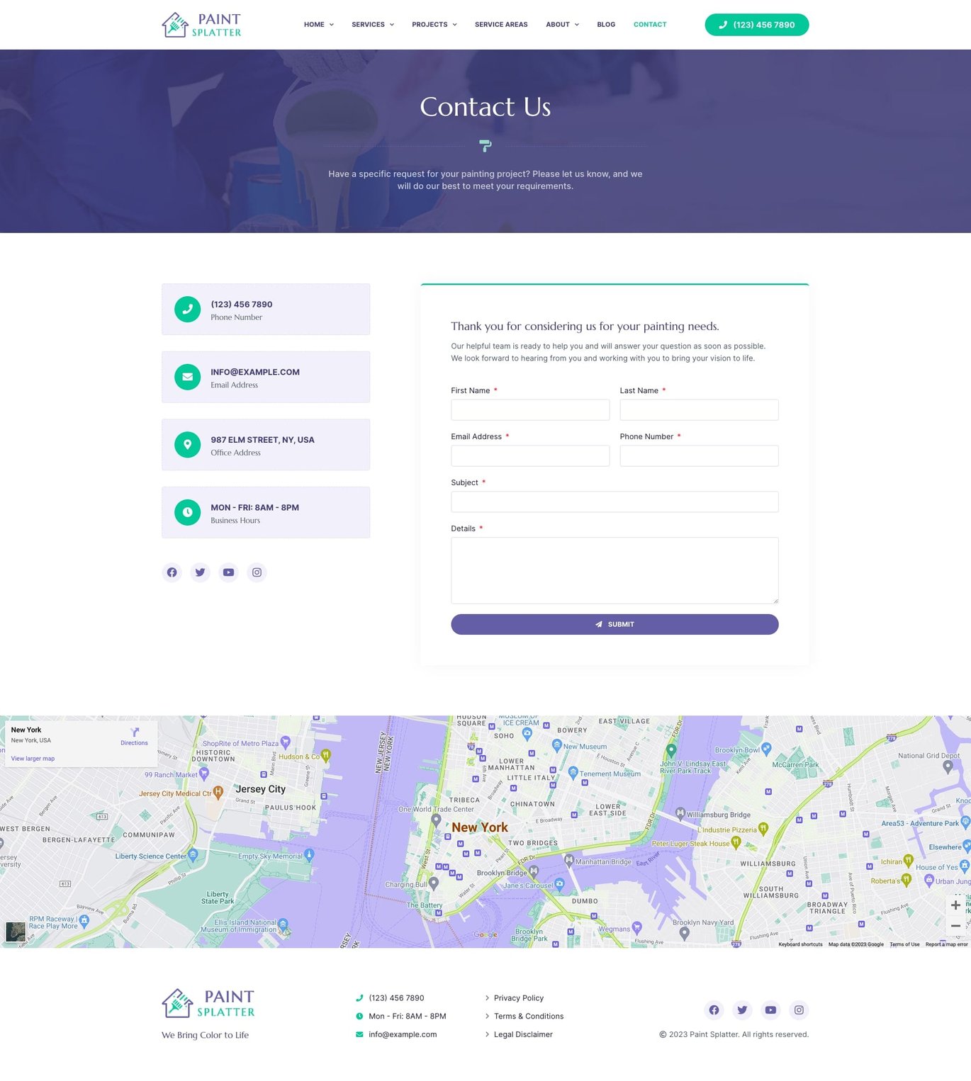 Paint Splatter Painting & Renovation Services Elementor Pro Template