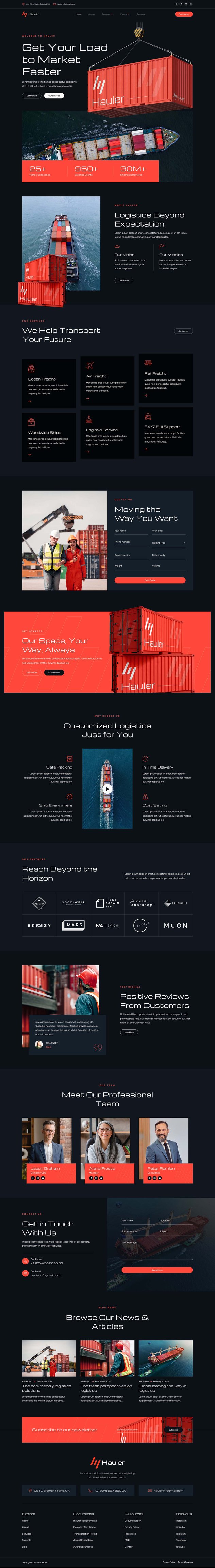 Hauler Cargo & Logistic Elementor Template Kit, WP Template Kits ft