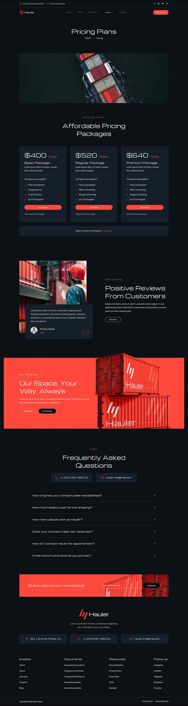 Hauler Cargo & Logistic Elementor Template Kit, WP Template Kits ft
