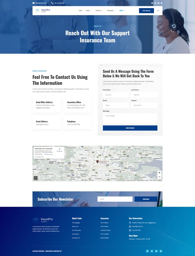 Insure - Insurance Company Elementor Template Kit, WP Template Kits ft ...