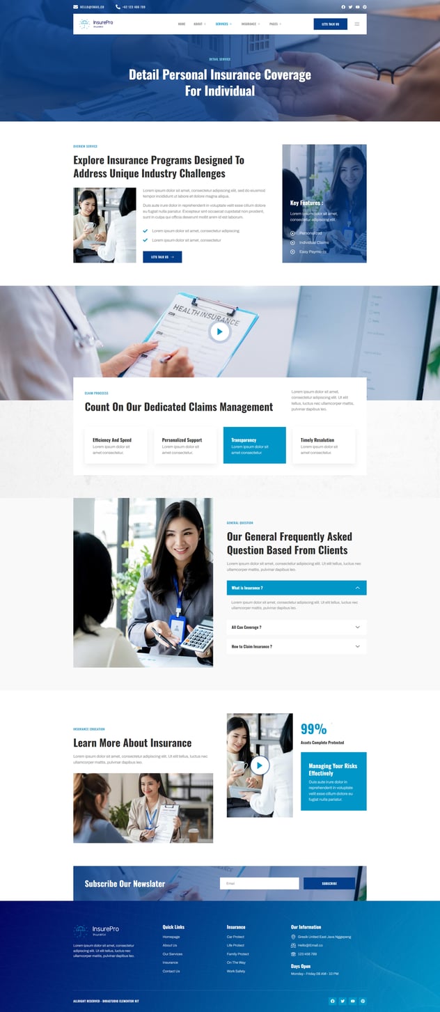 Insure - Kit de modèles Elementor pour compagnies d'assurance, Template ...