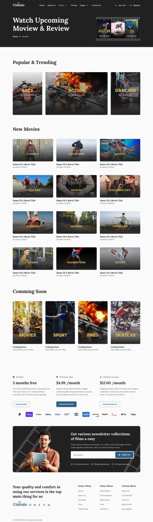 Cinemo - Video Streaming Website Elementor Template Kit