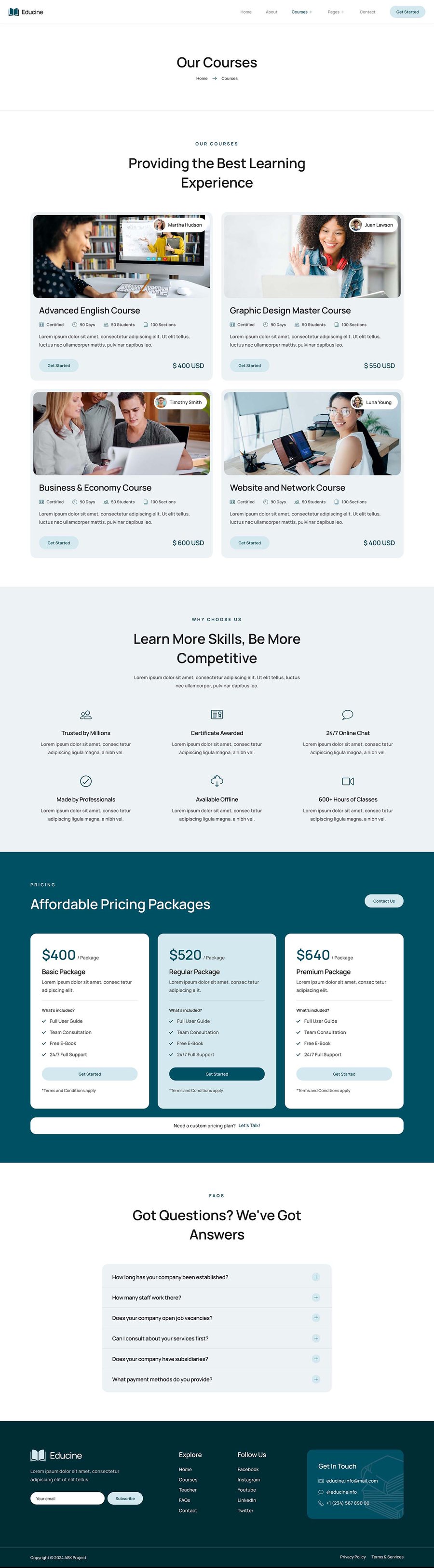 Educine - Online Course & Education Elementor Template Kit, WP Template ...