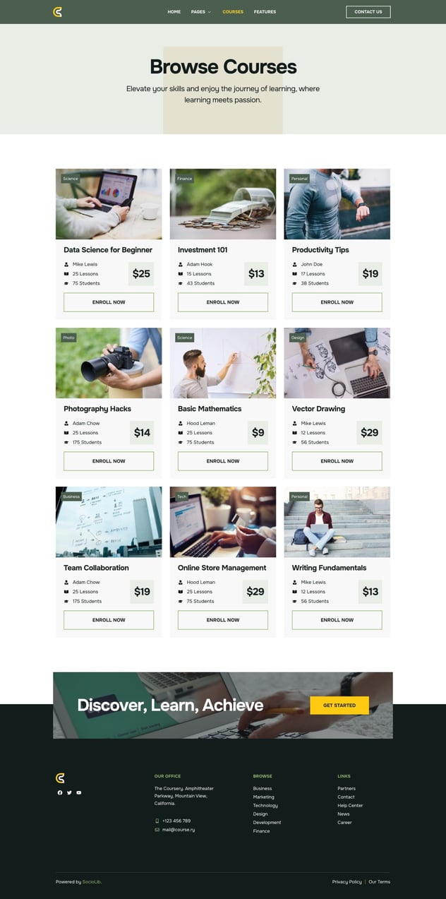 Coursery - Online Education Course & Class Elementor Template Kit ft ...